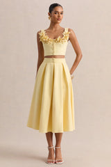 Joy | Lemon A-Line Midi Skirt