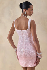 Rionelle | Pink And White Sequin Mini Dress