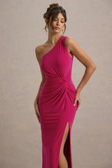 Galene | Hot Pink Asymmetric Wrap Maxi Dress